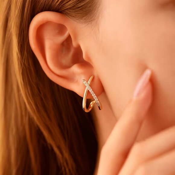 14K Gold Womens 1ct Diamond Twisted Knot Style Earrings 14 K Silver Jewelry NEW - Picture 7 of 9